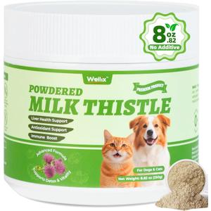 Wellix 8.8oz Milk Thistle for Dogs&Cats - Organic Milk Thistle Powder for Liver and Antioxidants Supplements - Rich in Omega-3 & Astragalus - Chicken Flavor