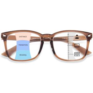 Progressive Multifocal Reading Glasses for Women Men, Square Blue Light Blocking Computer Readers