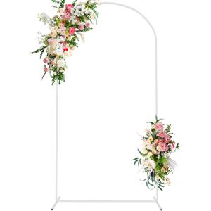 Wokceer Wedding Arch Backdrop Stand 7.2 FT White Metal Chiara Backdrop Stand for Wedding Ceremony Photo Booth Outdoor Indoor Birthday Party Garden Floral Balloon Arch Decoration