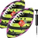 QPAU Waterproof Football, 10 Inches Outdoor Games for Adults and Kids, Fun Swimming Pools Toys and Accessories for Beach Lake Park Backyard (Green/Pink, Pack of 1)