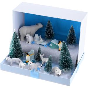 Polar Animals School Projects Set Diorama Supplies Kit Figurine Toys Model Diorama Project Set Educational Toys Birthday Gifts Decorations