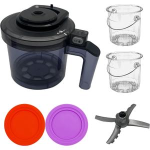 Replacement Paddle, Outer Bowl with Lid, Pint with Lid, compatible with Ninja Creami Ice Cream Maker: NC301, NC300, NC299AMZ Series (Paddle+Outer Bowl with Lid+2 Pints with Lids)