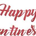 Glitter Happy Valentine's Day Banner with Hearts - Festive Valentine's Decor for Home, Party, Classroom - Red & Pink Romantic Sign for Valentines Holiday Decoration