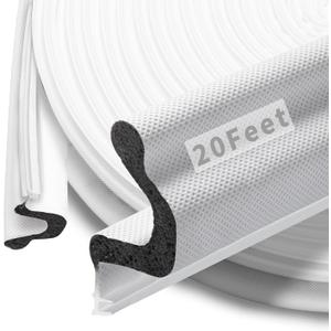 20 Feet Kerf Door Weather Stripping Door Seal, Long Reach V-Shaped Door Seal Strip for Door Frame Door Weatherstripping Insulation Strip Door Soundproofing for Large Gap(White)