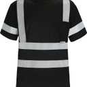 Safety Shirts for Men Construction Short Sleeve Quick Dry with Pocket Workwear, Class 3 High Visibility Shirts with Reflective Strips S