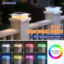 APONUO 12 Pack Solar Post Cap Lights Color Changing - 8 Solid Colors & Flowing Multicolor, IP65 Waterproof for 4x4 Wood/Vinyl Posts, Auto On/Off Deck Fence Patio Garden Lighting, White