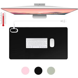 Konohan Heated Desk Pad Warm Mouse Pad, 5 Heating Level & 4 Hour Auto Shut-Off, PU Leather Warm Mouse Mat Heating Keyboard Gaming Mice Warmer Mat Only Supports 110v(Black Color,23.6"x 14.2")