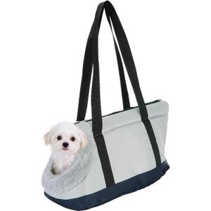 Dog Purse Carrier with Crossbody Strap & Fleece Lining, Breathable Little Dog Sling Carrier, (19.7" x 7.9" x 10.6", Dark Blue), Intended for Hiking/Camping/Traveling