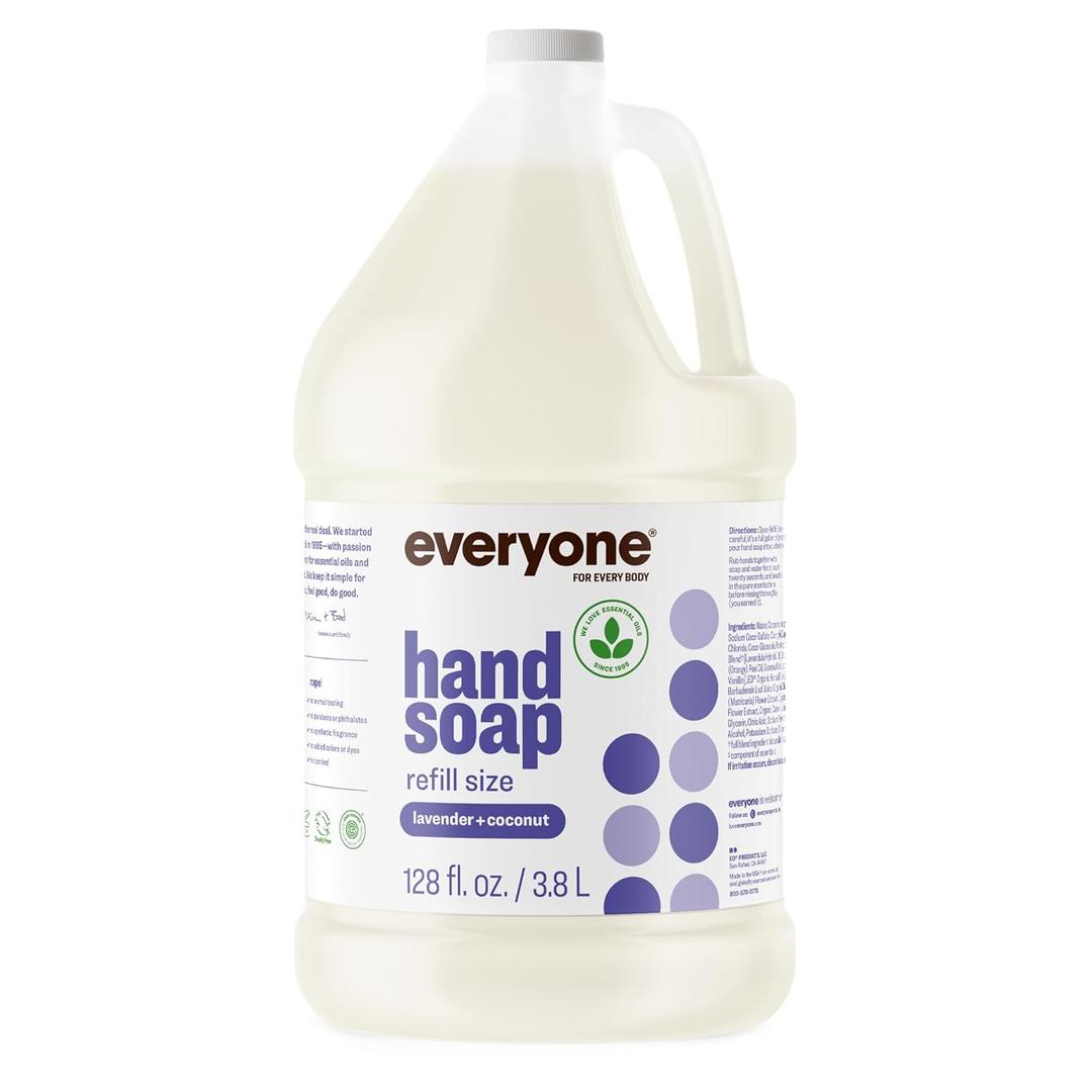 Everyone Liquid Hand Soap Refill, 1 Gallon, Lavender and Coconut, made with Essential Oils for kitchen and bathroom (128 Fl Oz (Pack of 1)