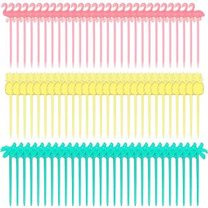 300 Pieces Plastic Cocktail Picks Fruit Stick Appetizer Picks Plastic Drink Picks Flamingo Pineapple Palm Tree Cupcake Toppers for Luau Tropical Hawaiian Pool Party Supplies, 3 Styles, 8 cm/ 3.2 inches long