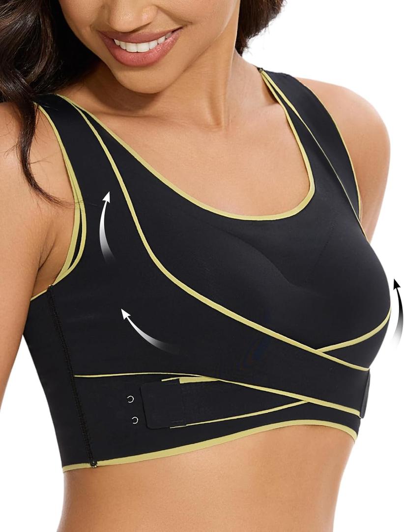 Comfort No Underwire Racerback Bras for Women Padded Wireless Support Bra Everyday Full Coverage (Black, M)