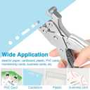 2 in 1 Badge Slot Hole Punch for ID Cards, Heavy Duty Hand Punch Metal Hole Puncher for PVC Material, Business Cards, Paper and Cardstock (5mm Round Hole &13mm X 3mm Slot Hole, Silver)