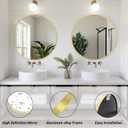 Sunniry Gold Circle Mirror, Round Mirror 22 inch, Gold Wall Mirrors Brushed Metal Frame, Circle Mirrors for Bathroom, Bedroom, Living Room, Entryway.
