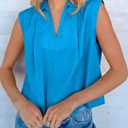 Tankaneo Womens Summer V Neck Tank Tops Collared Sleeveless Shirts Trendy Casual Loose Fit Blouse