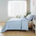 Caressma Queen Light Blue Comforter Set, Solid Lightweight Skin-Friendly Boho Bedding Set & Collections, Breathable Fluffy Microfiber 3 PCS (90"x90") Comforter Set for All Seasons with Pillowcases