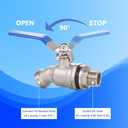 High Flow Rain Barrel Spigot, Lead-free304 Stainless Steel Faucet Kit for Plastic and Other Top Open Barrel, Quarter Turn Spigot