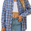 CHYRII Womens Button Down Flannel Shirts Long Sleeve Plaid Shackets Business Casual Blouse Top L
