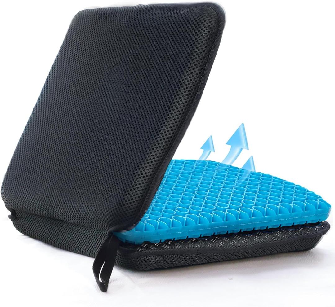 Portable Gel Seat Cushion, Up to 20.5" Foldable Travel Cushion for Home, Office Chair, Bleacher, Folding Egg Gel Pads for Stadium, Travel, Camping, Chair Pads for Pressure Relief[Blue]