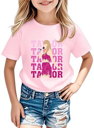 Girl Country Music T-Shirt - Kids Singer Letters Graphic Birthday Shirts Gifts Fan Song Tour Concert Outfit Top(Pink,130,15021b) Medium