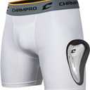 CHAMPRO Compression Boxer Shorts with Athletic Cup (Medium, White)