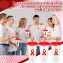 Tioncy 12 Pcs Cancer Awareness HIV/AIDS Red Ribbon Plastic Tumblers with Lids and Straws Inspirational Tumblers Cancer Awareness Gifts for Women Men Survivor Fighter Favors