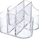 Lillian Tablesettings Cutlery Caddy Organizer 5 Compartment - Silverware Organizer & Napkin Holder - Clear