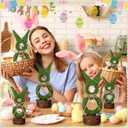 RattanView 2 Pcs Easter Decor Rattan Bunny for Home Table Centerpieces Bunny Decor 11" and 14" Easte Artificial Rabbit Table Decoration with Bow and Basket Spring Figurines Standing Rabbit