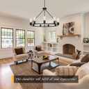 9-Lights Farmhouse Chandelier | Dia 32'' Black Wagon Wheel Chandelier | Rustic Hanging Dining Room Light Fixture | Apply to Living Room | Kitchen Island | Entryway | Foyer, D32'' 9-Light