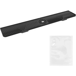 Draining Mat, Black Silicone, Kitchen Sink Splash Guard with Non-Slip and Central Drain Hole, 33 in Length