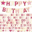 TaoBary 143 Pcs DIY Letter Banner Customizable Happy Birthday Supplies Make Your Own Banner Include Letters, Numbers Symbol Rope Needles for Baby Shower Wedding Bachelor Party Decorations(Pink)