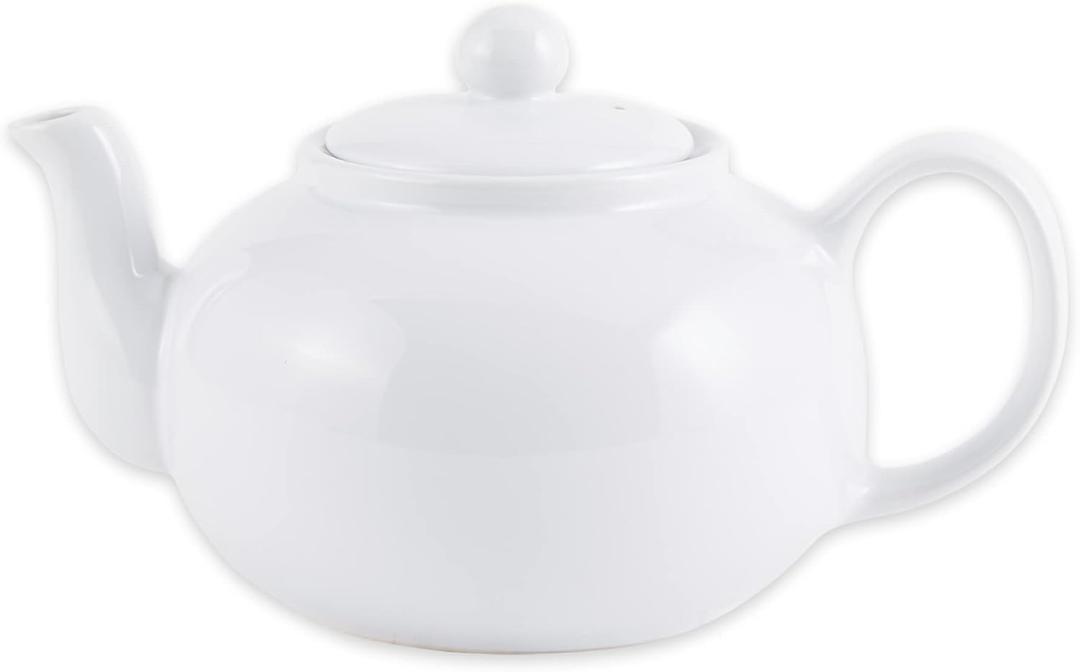 RSVP International Stoneware Teapot Collection, Microwave and Dishwasher Safe, 16 oz, White