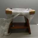 TeakCraft Teak Shower Stool with Shelf  Water Resistant, Non-Slip Premium Indonesian Teak Wood Bath Seat Bench for Shower  Fully Assembled Wood Spa Bath Organizer Seat with Leveling Feet, The Randi