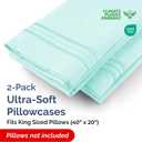 King Pillow Cases Set of 2 - Ultra Soft Hotel Quality Pillowcase Covers - Comfy, Cozy & Wrinkle Free - Shrinkage, Stain and Fade Resistant - Machine Washable Pillow Protectors - 2 Piece Set - Spa Blue