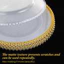 Hoolerry 100 Pack Clear Charger Plates Bulk 13 Inch Acrylic Round Dinner Charger Plates Beaded Frosted Grain Dinner Decorative Dishes for Wedding Party Events Home Kitchen Tabletop(Gold,Beads), approx. 13 inch