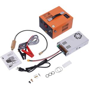 PCP Air Compressor, 30Mpa High Pressure Pump Airgun Rifle 4500Psi Portable Compressor 110V AC/12V DC Oil & Water-Free Manual-Stop Air Rifle