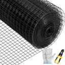 VEVOR Hardware Cloth, 36" x 50' & 1"x1" Mesh Size, Galvanized Steel Vinyl Coated 16 Gauge Welded Wire, w/A Cutting Plier & A Pair of Fabric Gloves, for Garden Fencing & Pet Enclosures, Black