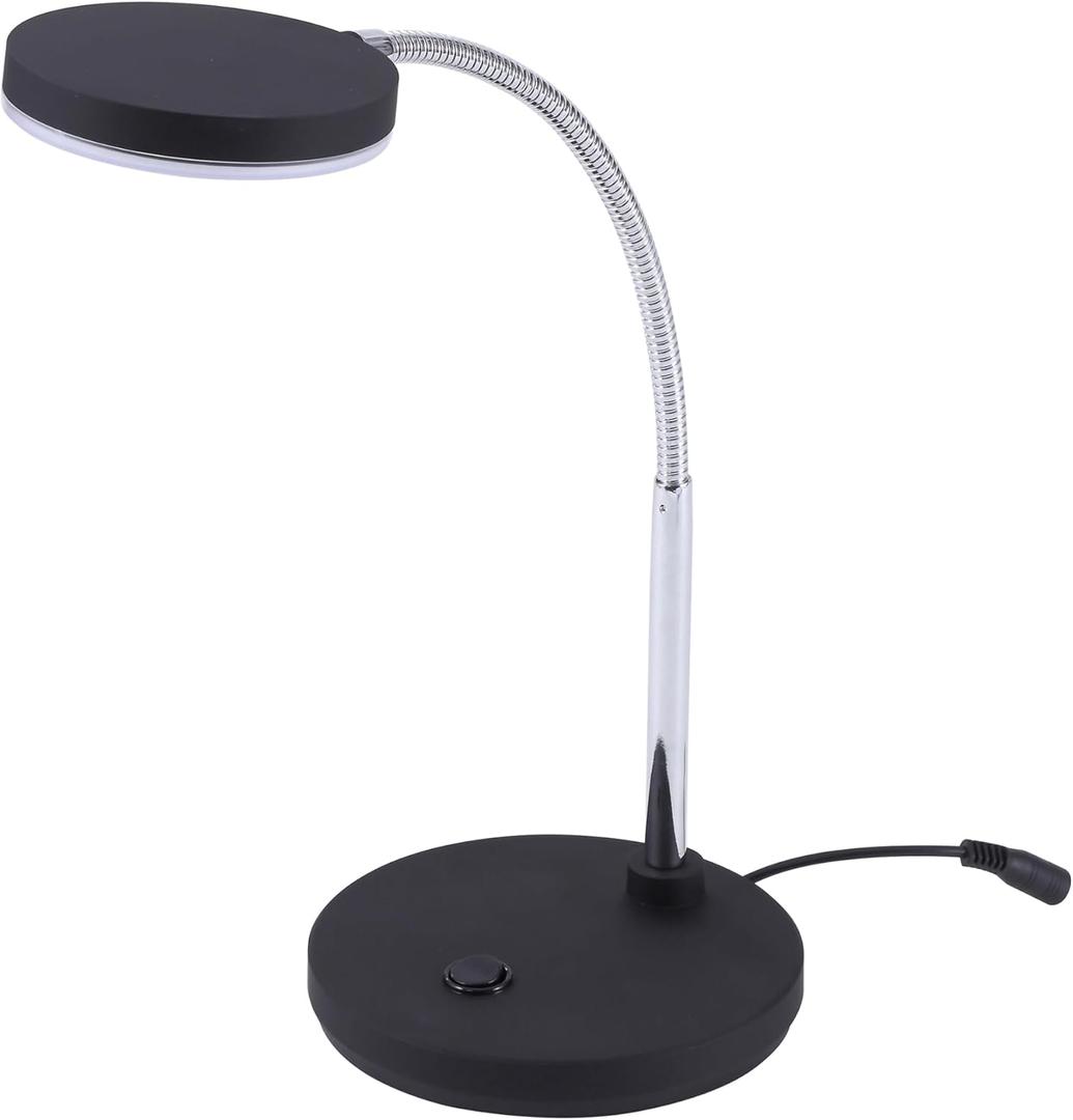 Bostitch Office LED Metal Gooseneck Desk Lamp, Flicker Free, Adjustable Head (VLED1800BK), Black