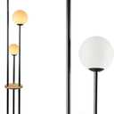 Lightdot LED Floor Lamp Dimmable Globe Floor Lamps with Shelf Mid Century Modern Black Standing Lamp Candle Holder Style Soft Eye-Caring for Bedroom Living Room/Bedroom/Sofa Beside/Corner Decor