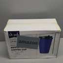 LITOPAK 80 Pack Insulated Ripple Wall 16 oz Disposable Paper Cups, Three Layer Insulated Hot Paper Coffee Cups with Lid and Straws for Parties, Picnics, and Travel (Blue)