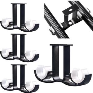 4 Pcs Double Curtain Rod Brackets, Aluminum Alloy Ceiling Mounted Curtain Pole Holders, Window Drapery Rod Hanging Supports