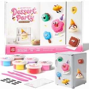 Air Dry Clay Kit for Kids - Fridge Magnets Making, 6 Boxes Modeling Clay with Sculpting Tools Tutorials, Ultra Light & Soft, Non-Toxic & Safe, DIY Arts and Crafts, Make Your Own Refrigerator Magnet