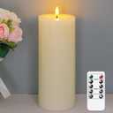 4" x10" Flameless Flickering Remote Ivory Candles with Candle Grease and Timer, LED Battery Operated Fake Real Wax 3D-Wick Pillar Candles, Pack of 1
