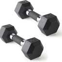 CAP 12lb Rubber Coated Hex Dumbbell, Comfort Grip, Free Weights, Pair