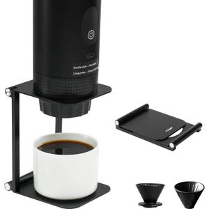 Pour Over Coffee Maker Stand,Foldable Portable Electric Espresso Machine Stand for outin,Holder for Coffee Grinder,Universal Dripper,V60 Dripper,Travel Coffee Maker, Press Square&Black