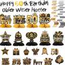 50th Birthday Decorations  Black and Gold Party Supplies with Banner, 9 Honeycomb Centerpieces, 12 Hanging Swirls, Happy 50th Birthday Decorations for Men and Gifts for Him