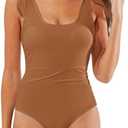 Jollkichay Women's One Piece Swimsuits Slimming Tummy Control Bathing Suits Modest Cute Swim Suits Retro Square Neck Swimwear, Large