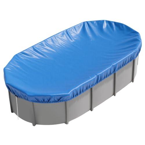 16x10 FT Oval Pool Cover for Above Ground Pools,Solar Oval Pool Cover Protector with Drawstring for Cold and UV Resistant,Dustproof -All-Weather Protection(Cover Size:19.1 x 11.2FT)