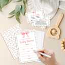 Girl Baby Shower Invitations for Girl, Set of 25 Baby Shower Invites Pink Bow Floral Gender Reveal Invites Cards with Envelopes, Book Request Cards, Diaper Raffle Tickets for Party Supplies /05