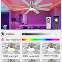 JSAITEE 52 inch Ceiling Fan with Light, 6 Speeds Reversible Low Profile Ceiling Fan with Light and Remote/APP Control, 3 Color Temp+Dimmable RGB, 8 Blades, Flush Mount Quiet Ceiling Fans, Nickel
