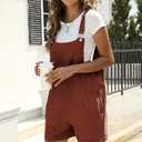Ailoqing Womens Cotton Linen Short Overalls Casual Summer Bib Shortalls Rompers with Pockets (XXL)
